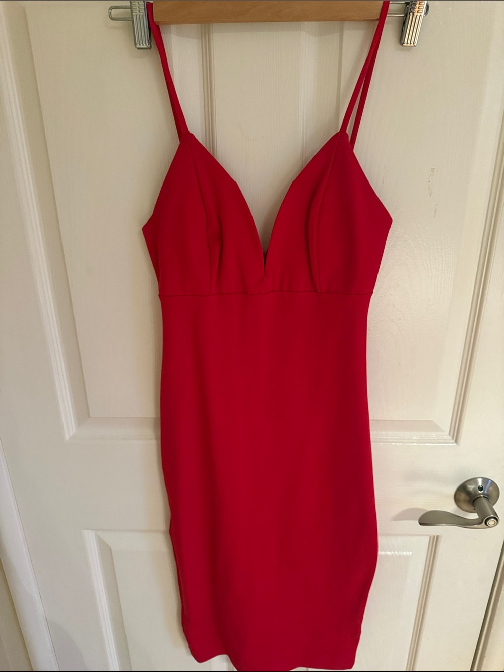 Red Spaghetti-Strap Bodycon Dress